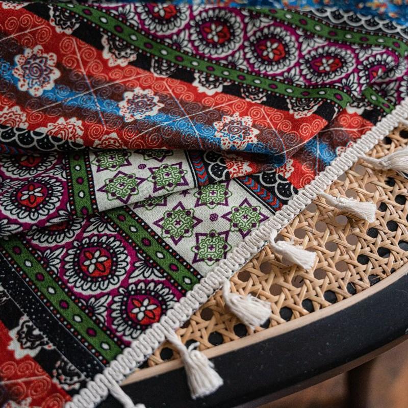 Bohemian Cotton Linen Geometry Curtains for Bedroom Kitchen Curtains with Tassel Country Style Living Room Blackout Curtains