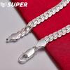 925 Sterling Silver Bracelet 6mm 18/19/20cm Flat Side Chain Lobster Clasp Jewelry