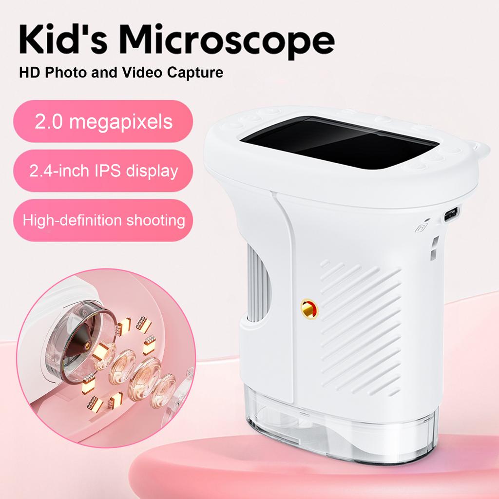 1000X Childs Handheld Microscope 2.0 Inch 1080P Portable Digital Microscope Camera Educational Science Girls Boys Festival Gifts