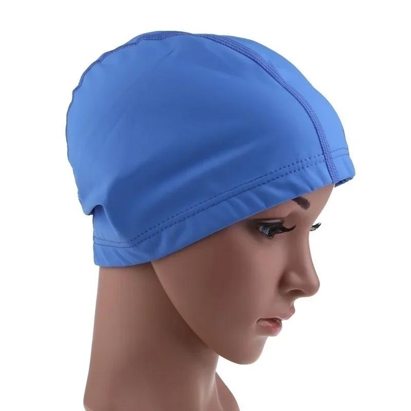 New Waterproof Protective Ear Shower Cap Elastic Solid Color Unisex Swimming Cap