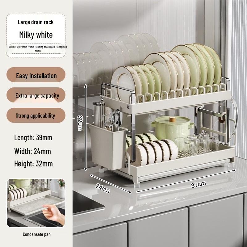 Lan Tuan Nordic Foldable Kitchen Dish Drying Rack & Storage Shelf