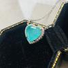 S925 Silver Heart Paraiba Necklace - Women's Layered Clavicle Chain Pendant
