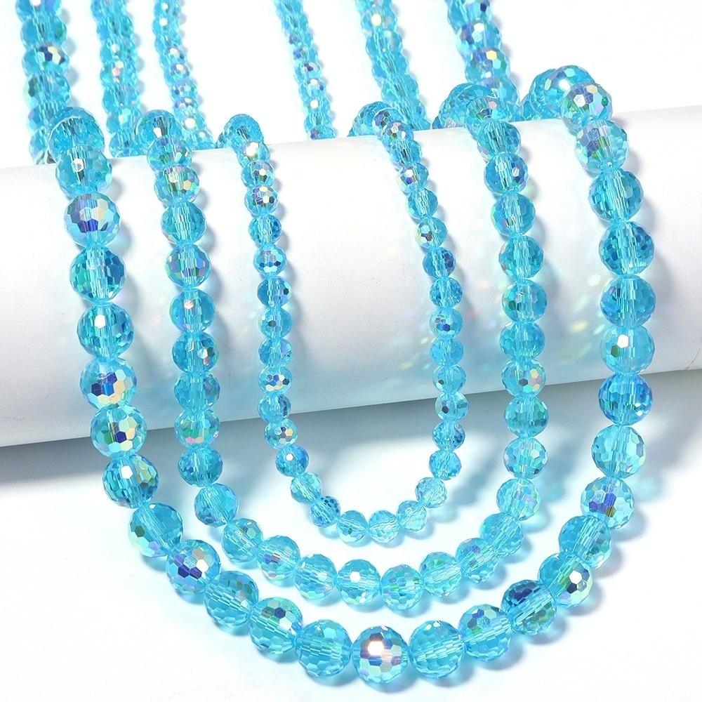 6/8/10mm Sizes Faceted Glass Beads Pink Blue Crystal Earth Beads  for Jewelry Making