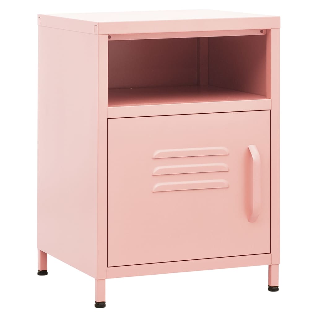 Pink Nightstand 35 x 35 x 51 cm Steel
