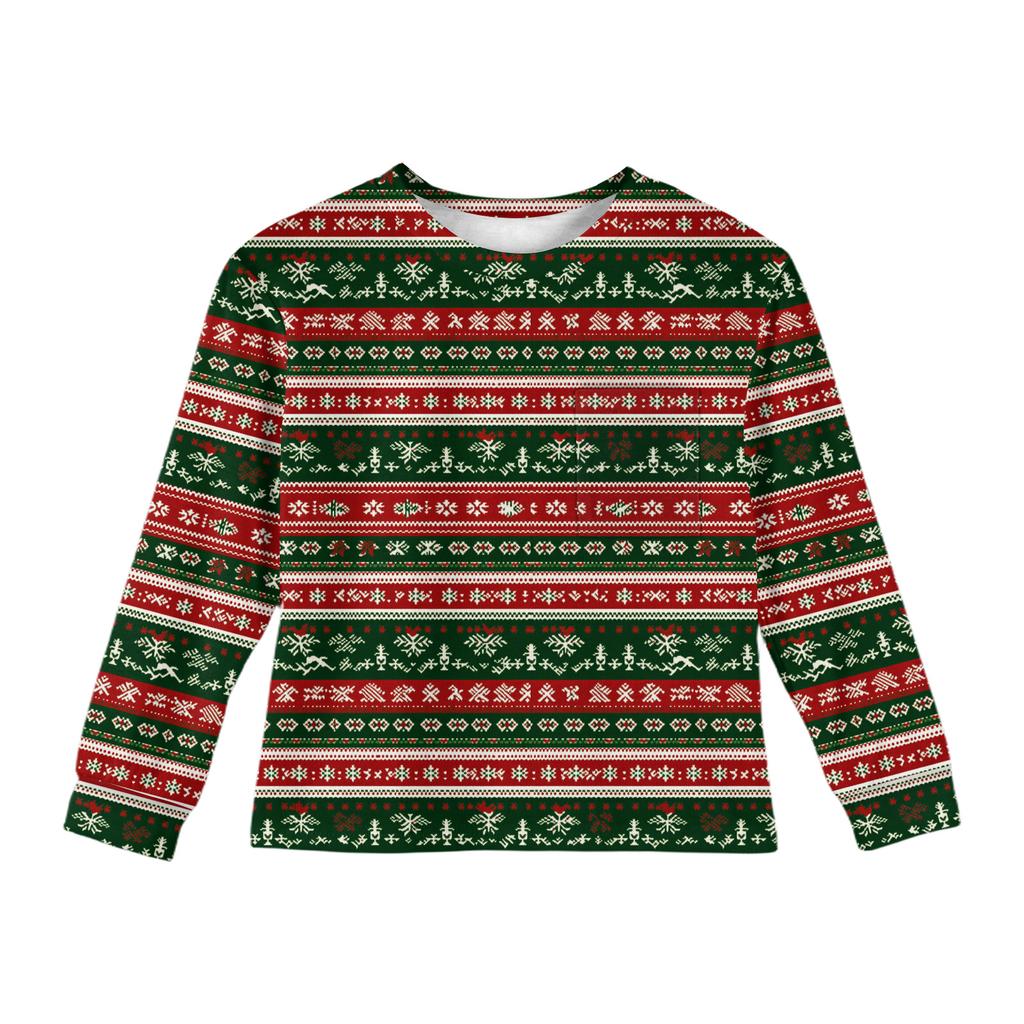 Christmas Day Girls' Long Sleeve Blouse - Round Neck Soft Waist Tunic