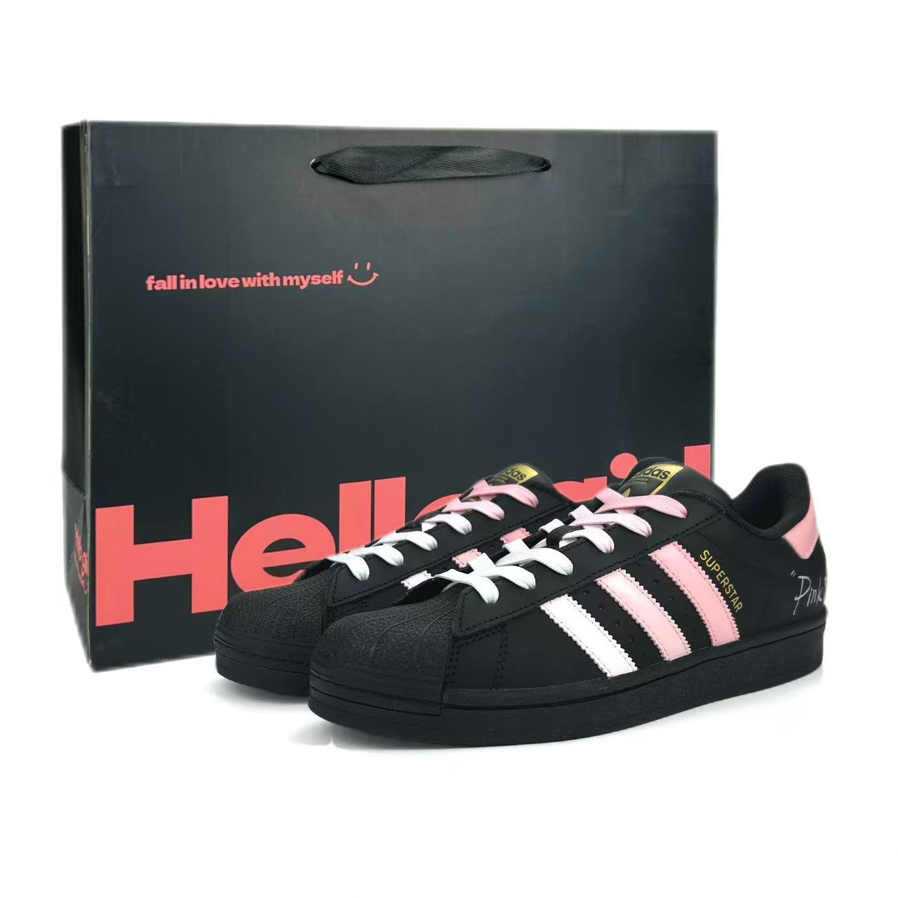 

Adidas Originals Superstar 2 Skateboard Shoes Unisex Low top Black/Pink JI0079(Team1907-S-BOX) 35⅔