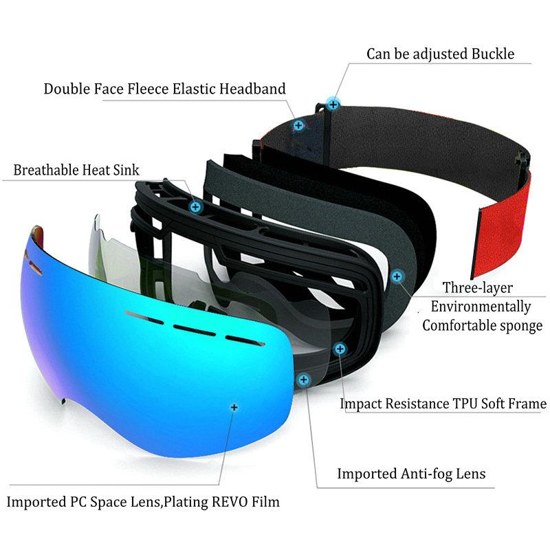 Sport Snowboard Ski Goggles Windproof Skiing Eyewear Double Layers Anti-fog Ski Mask Glasses Men Women Sunglasses Goggles