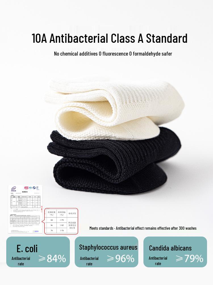 Spring & Summer Boys' Breathable Cotton Socks - Class A, Black & White, Seamless & Durable