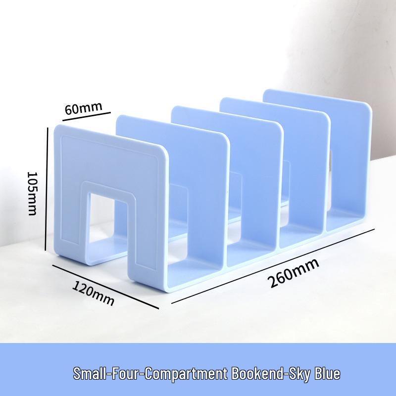Clear Book Stand & Divider: 4-Grid Desktop File Rack with Clip
