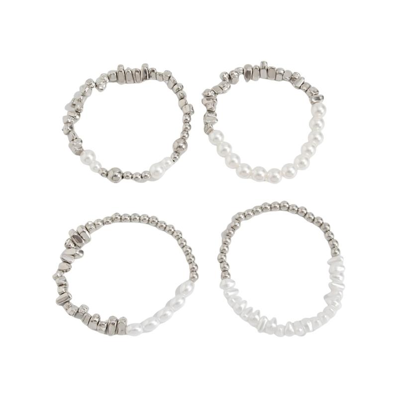 Hip Hop Styles Crosses Pendant Beaded Bracelet Set With Imitation Pearls for Layer Stackable Jewelry Gifts