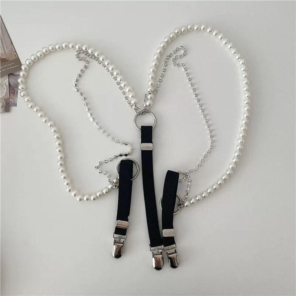 Paski do koszuli w kształcie litery Y z perełkami, elastyczne, regulowane szelki dla kobiet