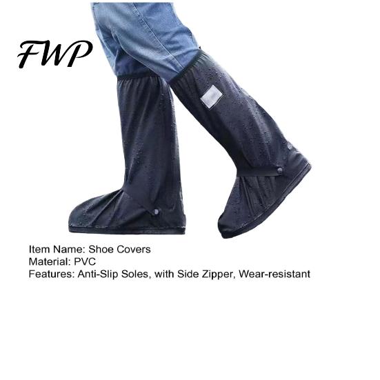 Rain Shoe Protectors 1 Pair Waterproof Covers, Reusable Boot Cover Anti-slip Covers with Side Zipper, Reflector, Anti-Slip for Men Women Large Opening
