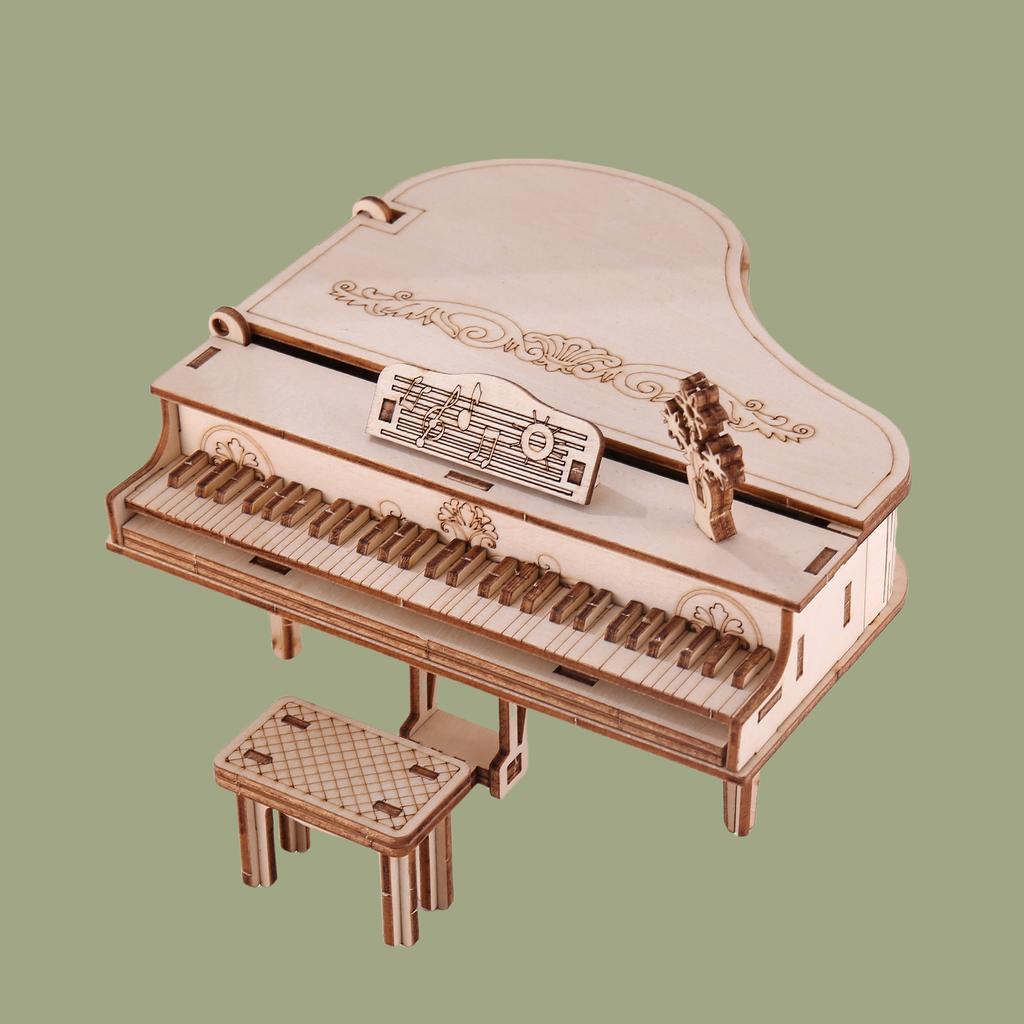 3D Wooden Puzzle Piano Model Hand Assembled Puzzle DIY Assembly Model, Suitable for Christmas