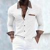 New Spring Autumn Men's Plaid Splice Lapel Casual Long Sleeve Shirt