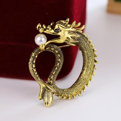 Yousheng Vintage Brož Drak Čínský Styl Pánský Oblek Klopový Špendlík Falešná Perla Oblečení Klobouky Tašky Odznak Šperky Dárek