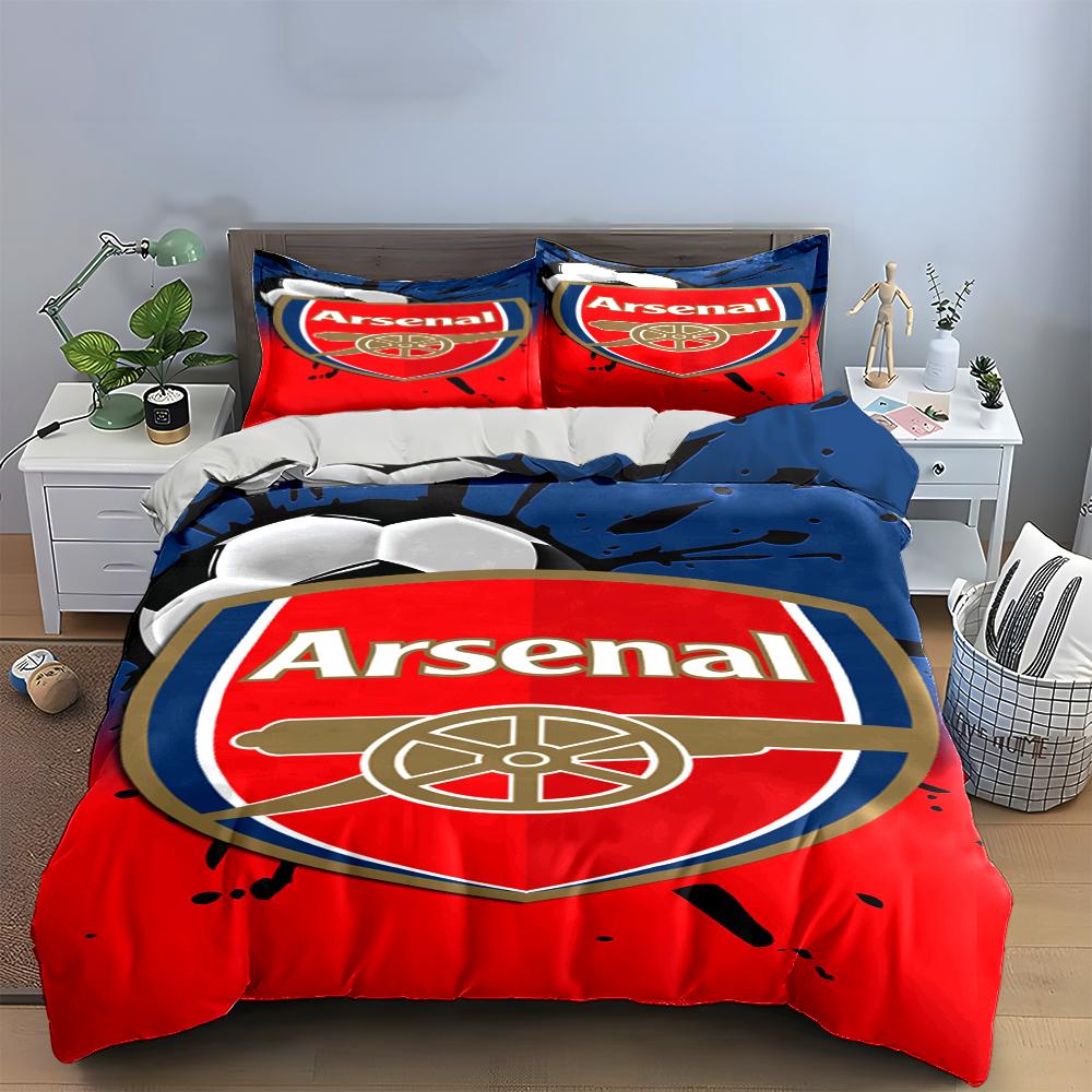 Set Biancheria da Letto Logo Arsenal Copripiumino Copripiumino Federe Decorazioni per la Casa (1 * Copripiumino 2 * Federe, senza piumino)