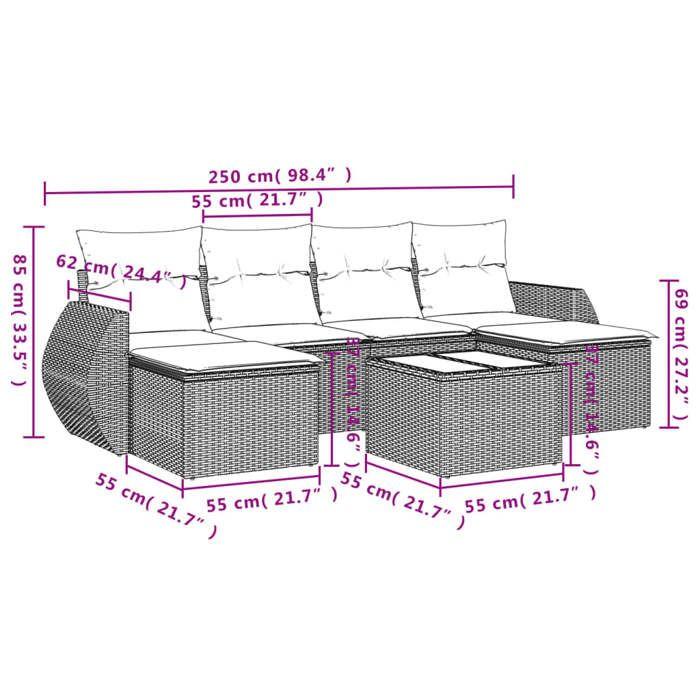 VidaXL Garden Lounge Set with Cushions 7 Pcs, Patio Sofas, Patio Furniture Set, Outdoor Furniture, Black 3254062