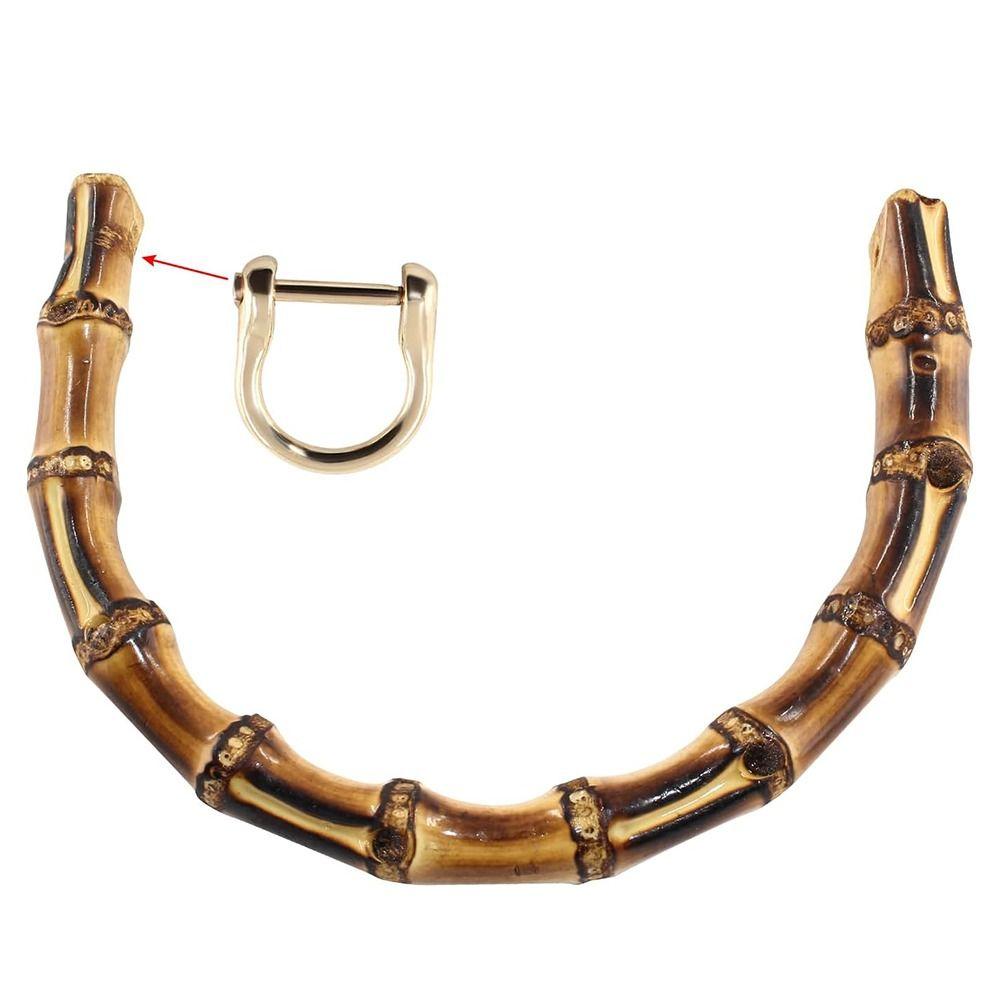 DIY Handmade Detachable Bamboo Purse Handles With Buckle 15.5CM Bamboo Bag Handles U-Shaped Shoulder Bag Strap Gift Box