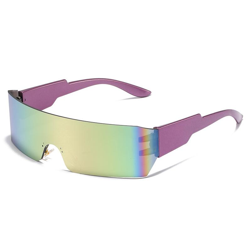 Frameless Sunglasses, Trendy Colorful Reflective Wrap Glasses, Sports Sunglasses For Women
