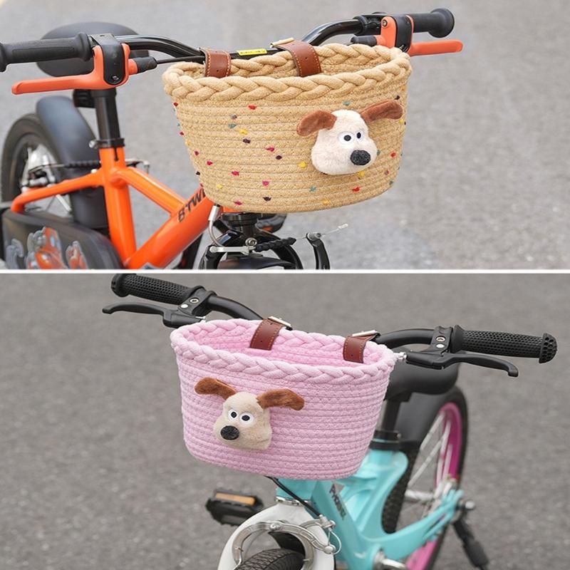 Kids Bike Basket Front Decoration Child Scooters Front Storage Panniers Basket for Mountain Cycling and Playtimes