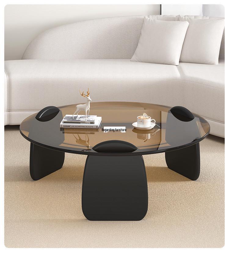 Nordic Minimalist Round Tempered Glass Coffee Table for Living Room - Elegant Light Luxury Italian Style for Small Apartments