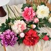 Artificial Peony Flower, Realistic 2 Heads Faux Peony with 1 Bud, 29.9" Fake Peony Bouquet with Stem for Wedding Centerpiece, DIY Home Table Vase