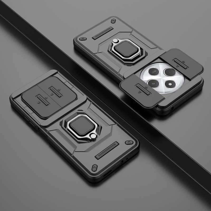 

Ring Holder Battle Bear Phone Case for Redmi 14C 13C A3 Xiaomi 14 Pro Ultra 14T Magnetic Suction Push Window Protective Cover Redmi 14C 4G чорний