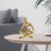 HOMSFOU Abstract Reading Man Statue - Golden Resin Thinker Sculpture for Home, Office, Library, and Room Decor, Minimalist Art Figurine Gift for Men,