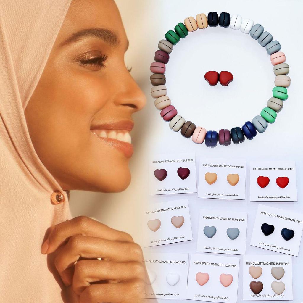Hui Hijab Scarf Heart-Shaped Magnetic Collar Clip