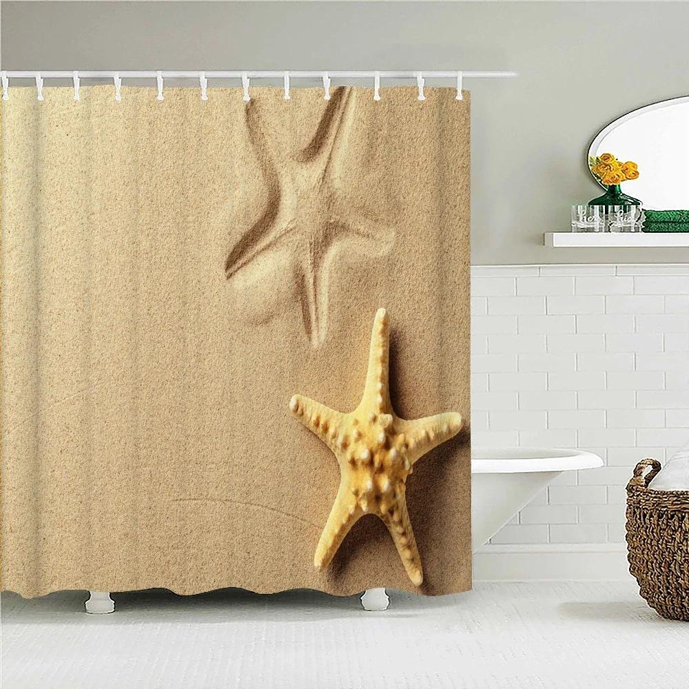 Seaside Scenery 3d Printed Polyester Shower Curtain Wooden Bridge Nature Fabric Waterproof Bathroom Curtain for Bathtub