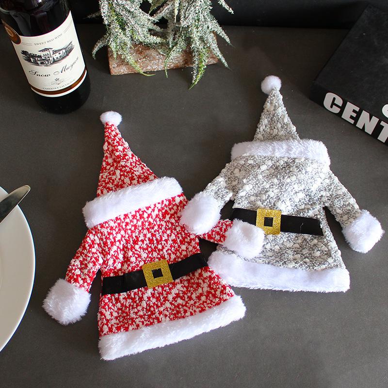 Christmas Decorations, Clothes, Hats, Wine Bottle Covers, Knitted Three-Dimensional Red Wine Set Table, Wine Bags