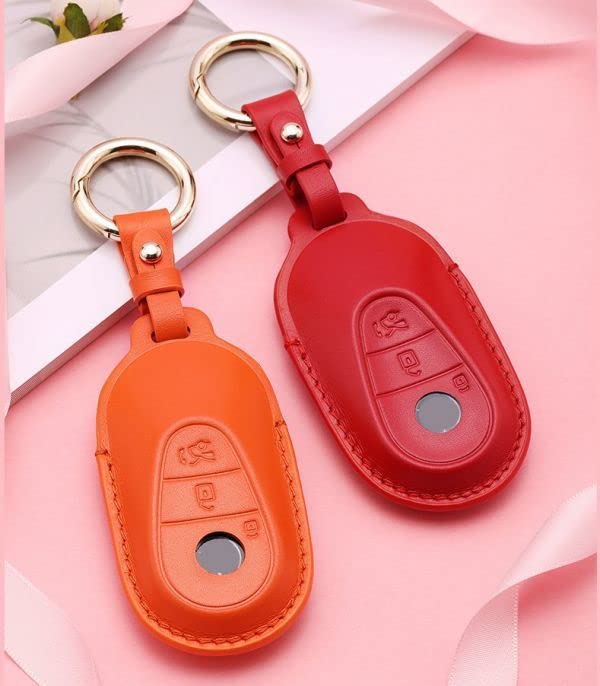 Kadeko Genuine Leather Key Case Cover for Compatible with New W206 and New W223 Mercedes-Benz, C-Class S-Class (Purple)