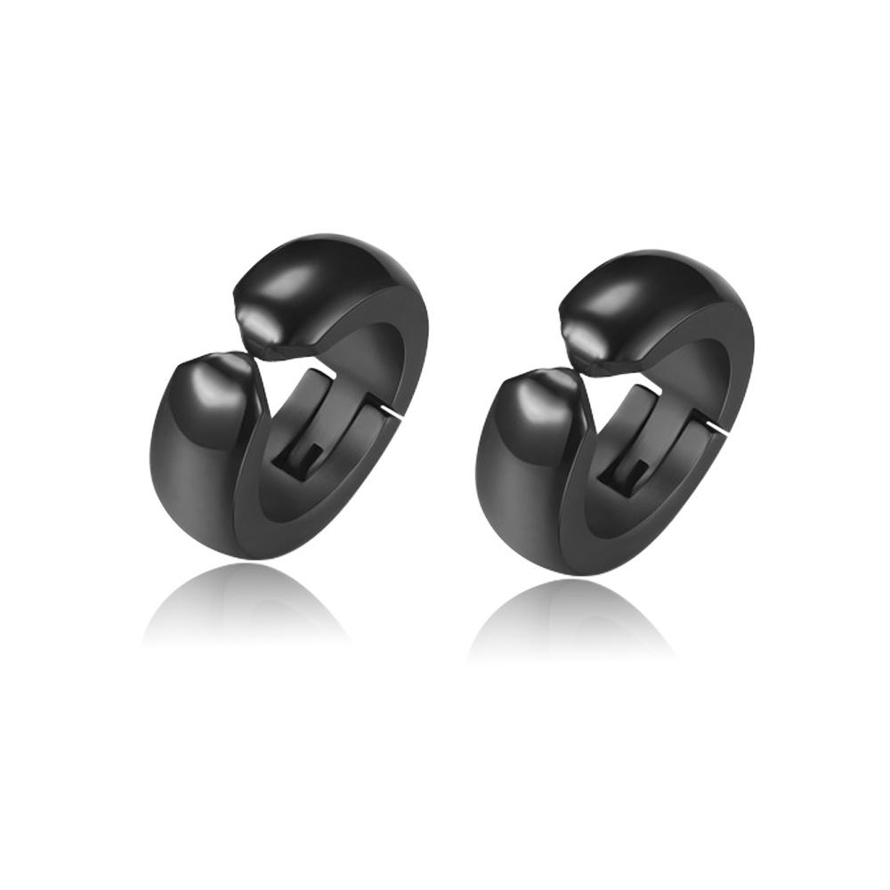 1 Pair Punk Titanium Steel Ear Clip/Ear Stud Earrings For Men Women Black Pierced/No Pierced Fake Ear Circle Pop Jewelry