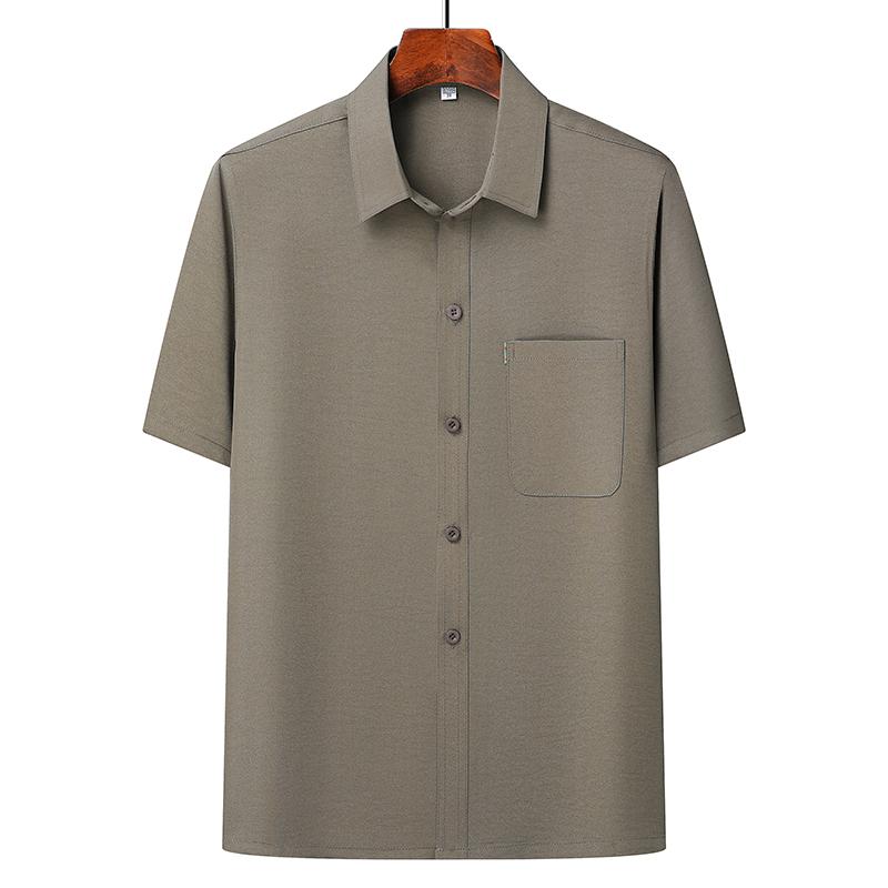 (Top + Pants) Summer Leisure All Match Middle-aged and Old Dad Men Grandpa Loose Lapel Half-sleeve Shirt Set