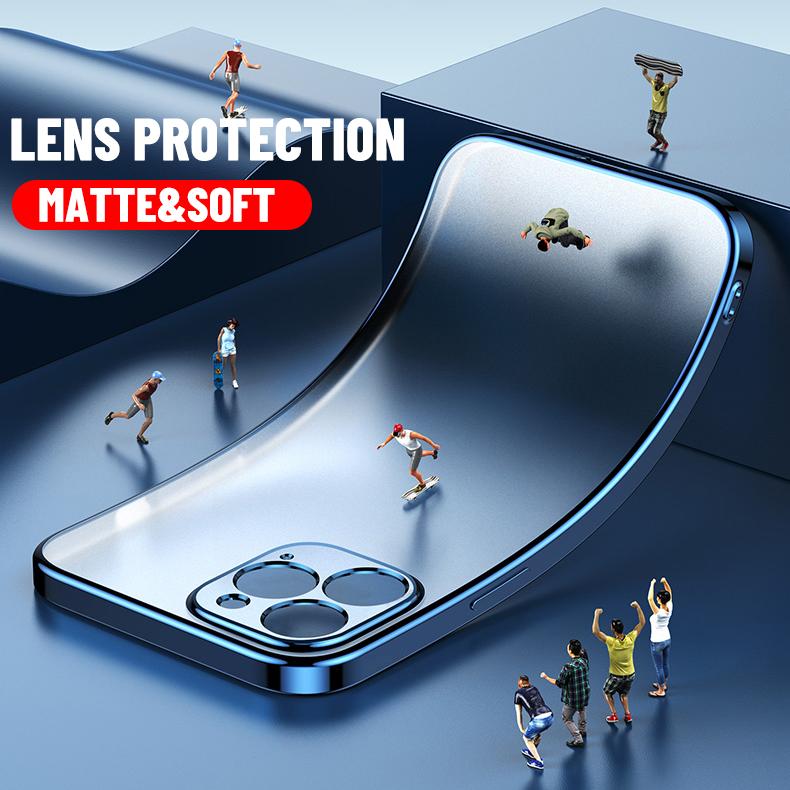 Luxus-Beschichtung, quadratischer Rahmen, matt, klar, Silikonhülle für iPhone 11 12 13 Pro Max Mini Xr X Xs 7 8 Plus Se 2020, weiche, dünne Abdeckung