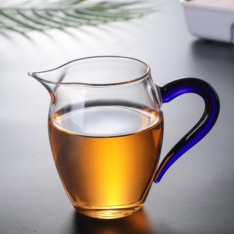 

350ml Heat-resisting Clear Glass Tea Pot with Colorful Handle Fair Cup with Infuser Puer Tea Brewing Kettle Pu Erh Pots Teapots синій
