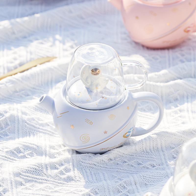 Moon Pot Tea Set Ceramic Tea Pot Star Glass Cup One Pot One Cup