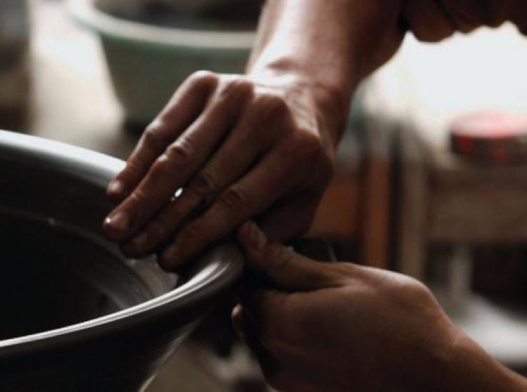 SANEI Shigaraki Ware Hand Wash Basin Embedded Type Diameter 310mm Black HW1022-D