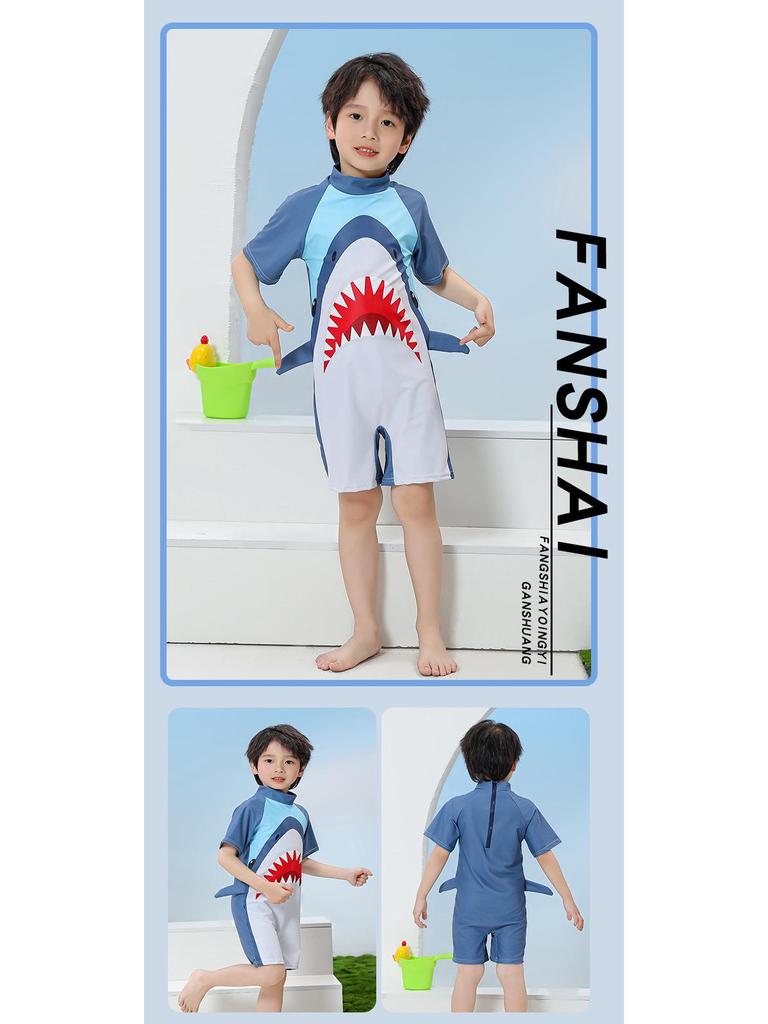Children's Cartoon One-Piece Swimsuit - Quick-Dry, Sun Protection for Boys