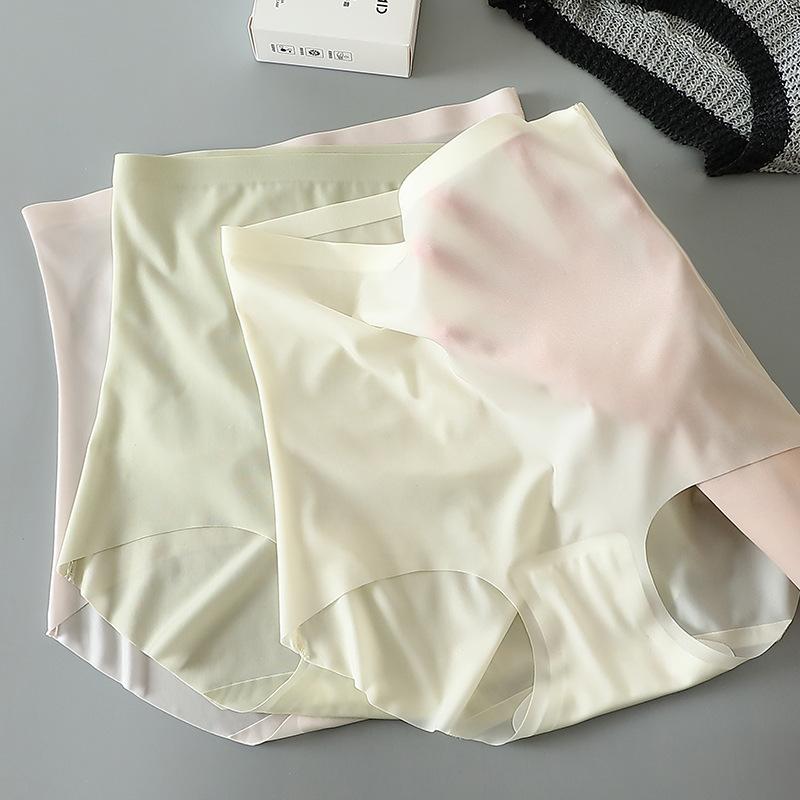 Skin Friendly and Breathable Ice Facial Mask High Waist Panties Seamless No Curling Edges Light and Thin Solid Color Triangle Women’s Panties