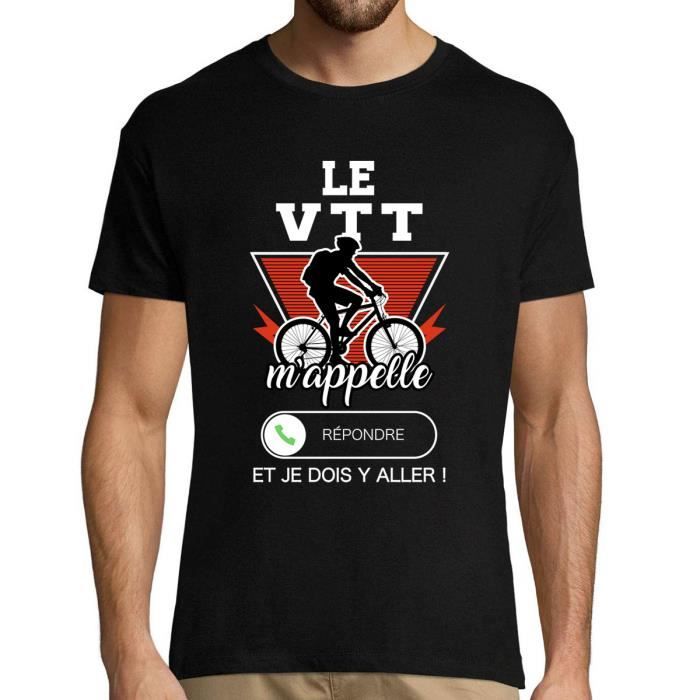 T-shirt homme - Sport Humour - VTT m'appelle - Manches courtes - Noir - Vélo loisir