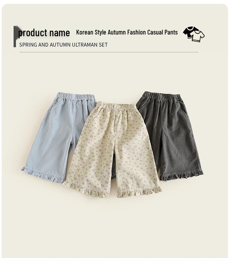 2025 Kinder Kordhosen im koreanischen Stil: Trendige Herbst-Neun-Punkte-Freizeithosen für Mädchen
