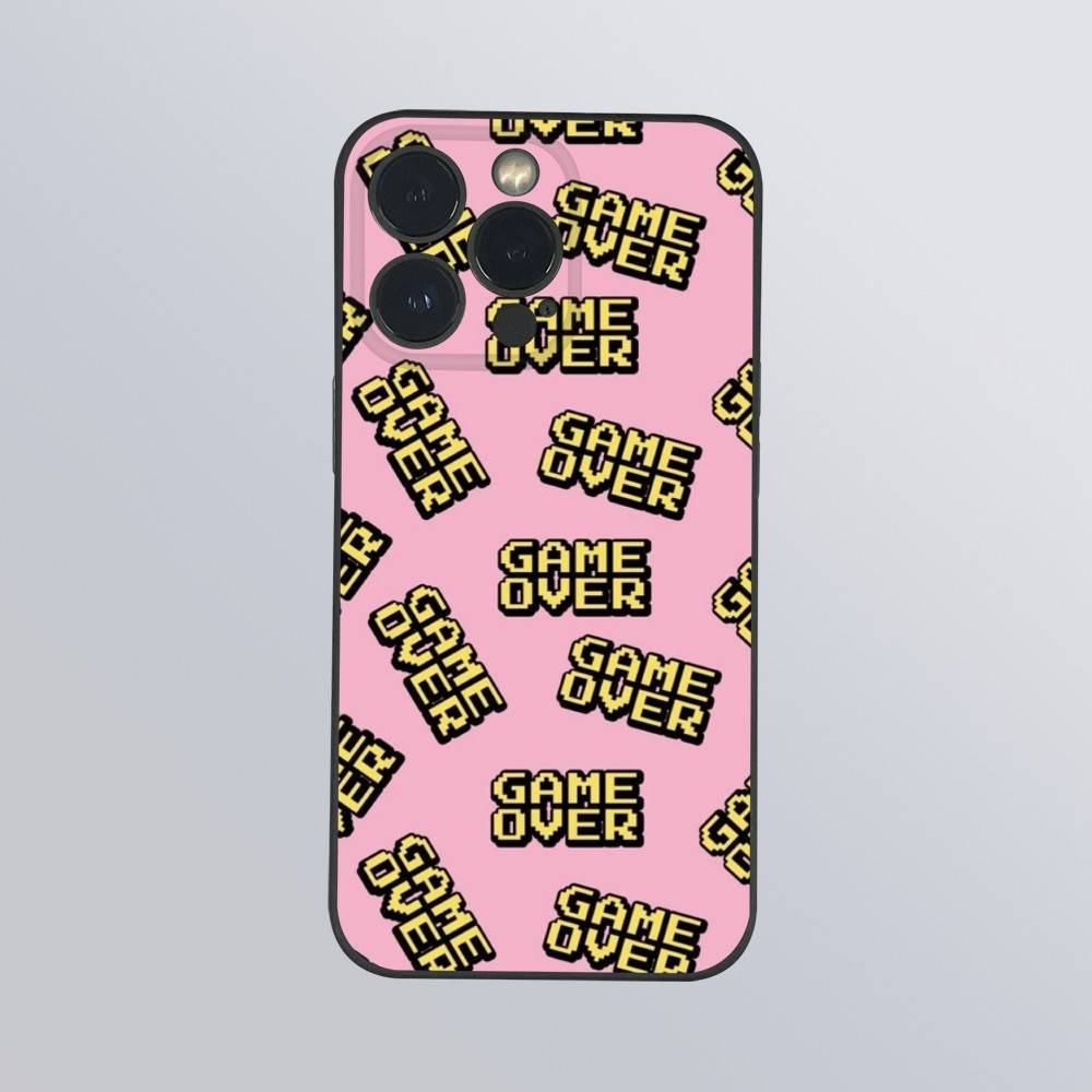 Fashion Game over Pink Phone Case For iPhone 16 15 14 13 Pro Max Plus Mini Frosted Soft Shell Funda