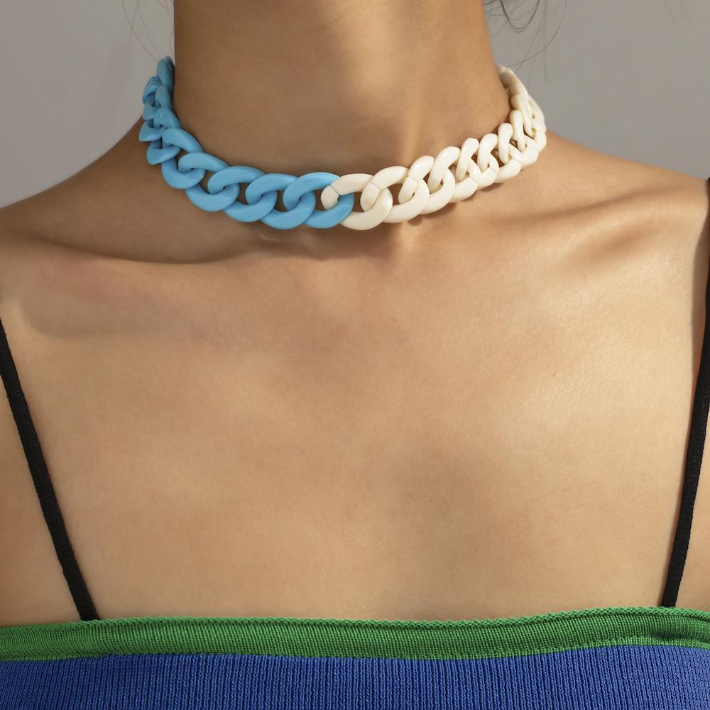 Eyecatching Contrast Color Necklace Elegant Geometric Design For Womens Style