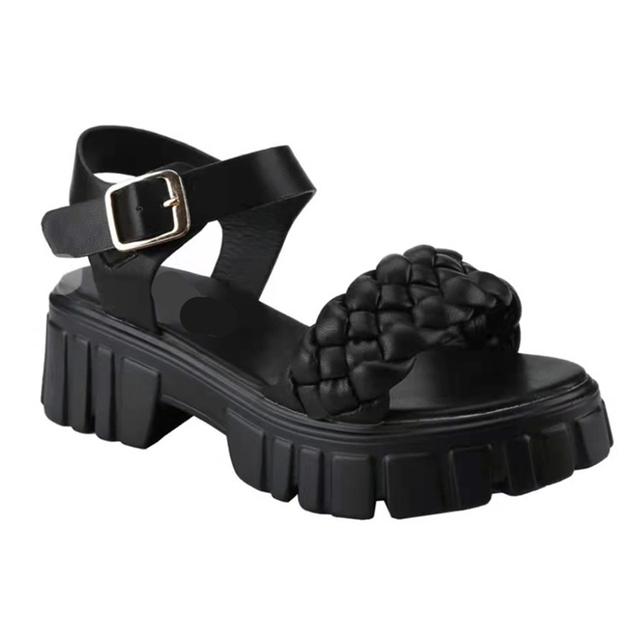 Woven Platform Sandals Women  Summer Candy Color Ankle Strap Gladiator Shoes Ladies Thick Heels Sandalias Mujer Plus Size 43