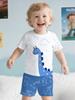 Boys Short Sleeve Crew Neck T-Shirt + Shorts Set Dinosaur Print Casual Kids Daily Playwear Ages 1-14