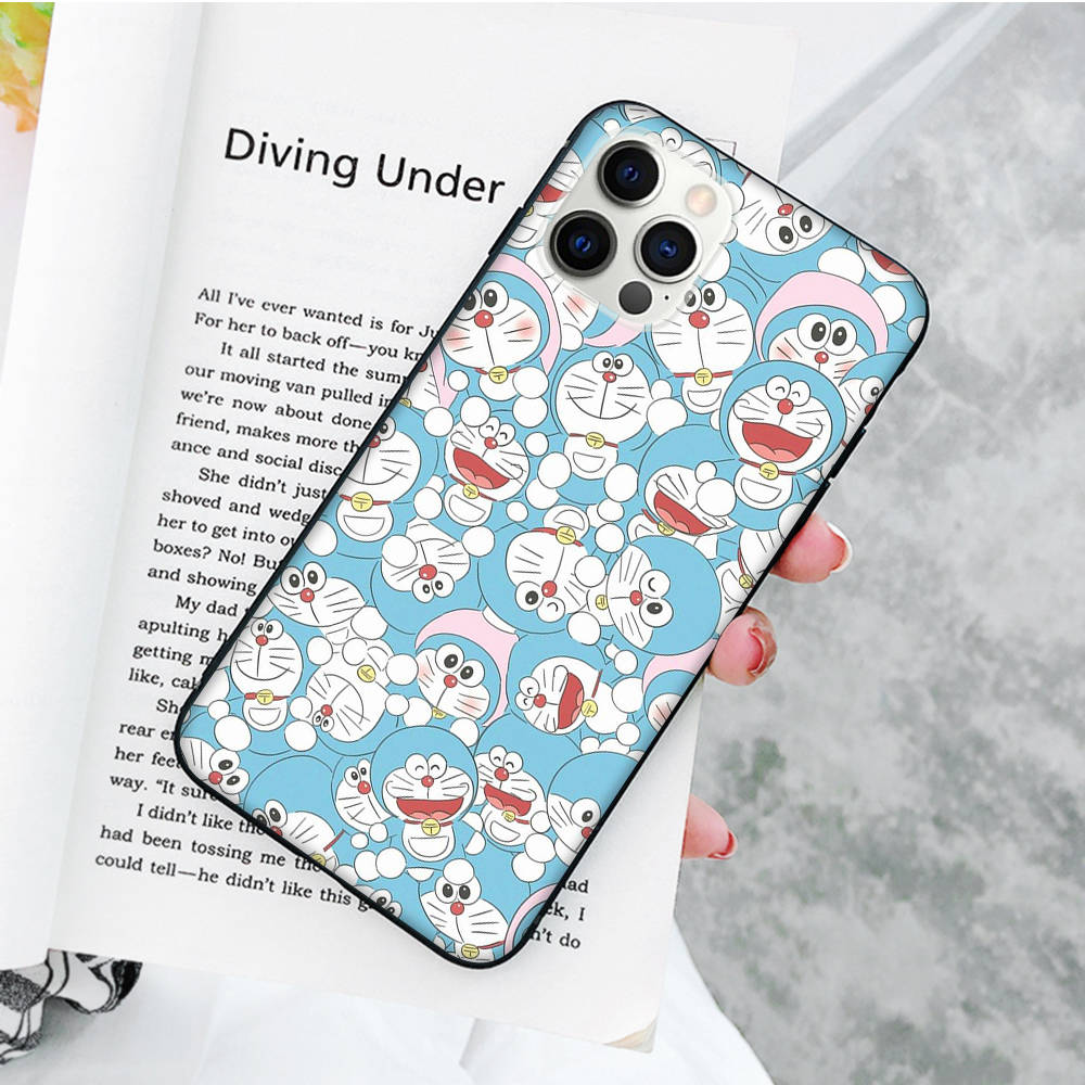 JW82 Doraemon Black Soft Case for Samsung Note 20 Lite S24 Ultra S23 A03 A05 A06 A11 A71 A15 A16 A13 A24 A25 A33 A52 A53 A50 M55 M35 Plus
