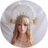 Lolita White Angel Wings Virgin Mary Bead Chain Baroque Halo Tiara Hair Accessory Virgin Mary Sun Godmother's Crown KC Headwear