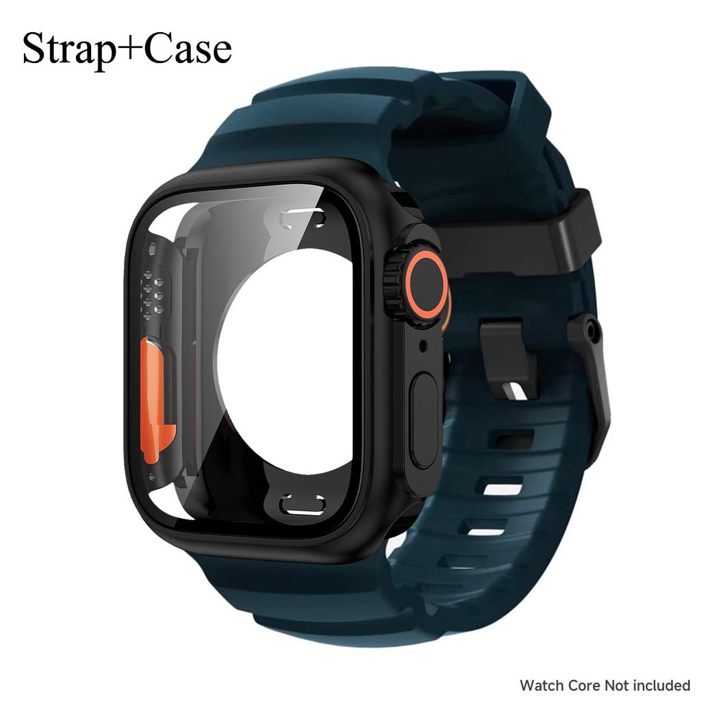 Silicone Strap For Apple Watch 44mm 45mm 46mm Bracelet+Screen Protectores Change To Ultra For iWatch Series 11 10 9 8 7 SE 6 5