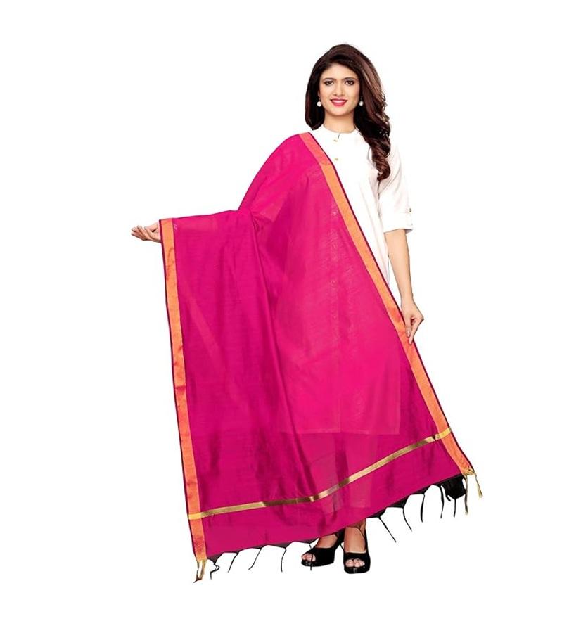 TreegoArt Fashion Women s Plain Cotton Dupatta With Tasseled For Etchnic Wear Long Dupatta Chunnis Odhni - Pack Of 1 розовый